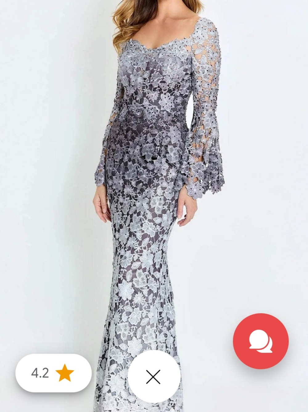 Exquisite Montage by Mon Cheri Plum Lace Dress with Sheer Overlay